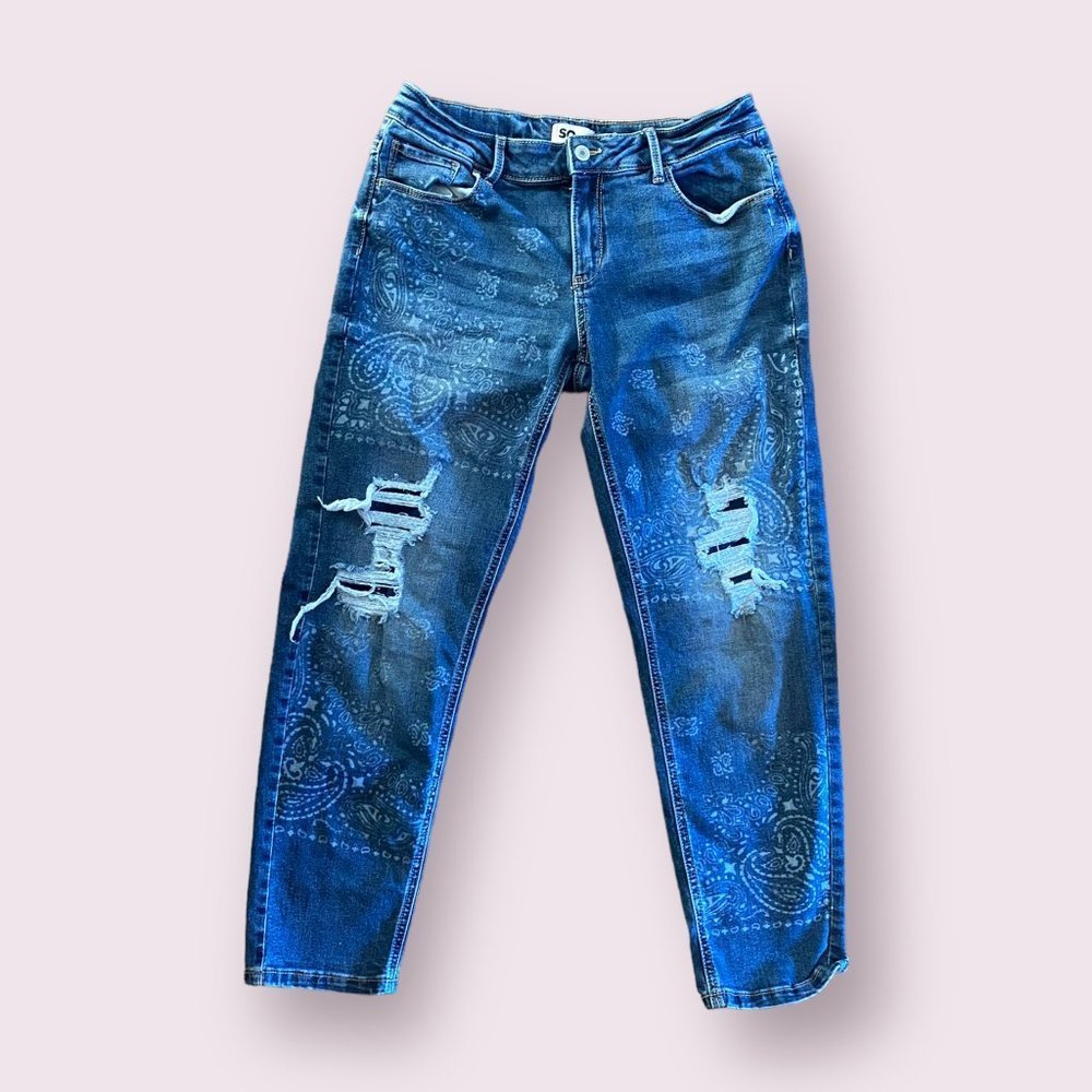 SO | Girl’s | Patterned Ripped Jeans | Size: 16 Plus